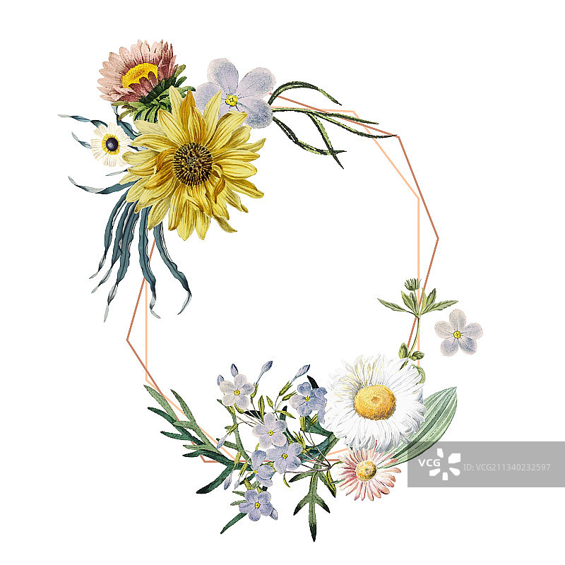 花卉边框徽章图片素材