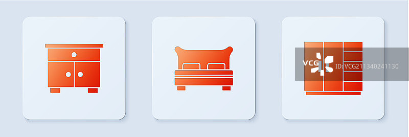 大床家具床头柜和衣柜套装图片素材