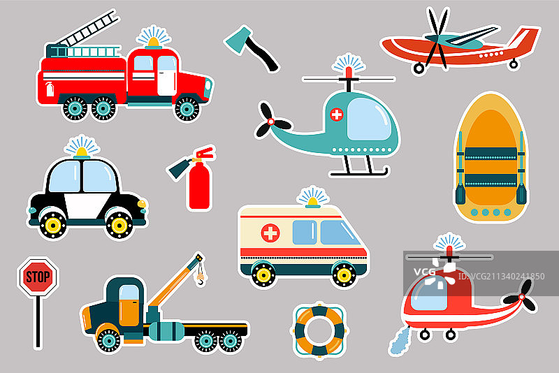 救生员巡逻车贴纸套装图片素材