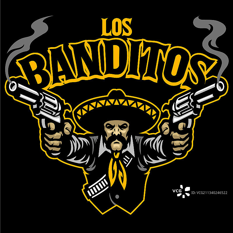 墨西哥男人瞄准双枪图片素材