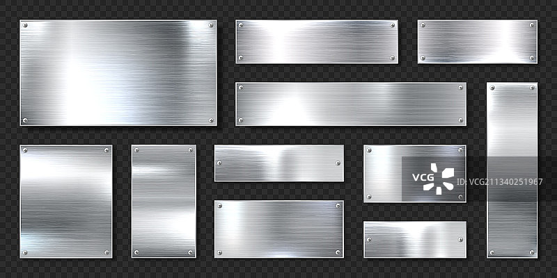 逼真闪亮金属banner套装拉丝钢图片素材