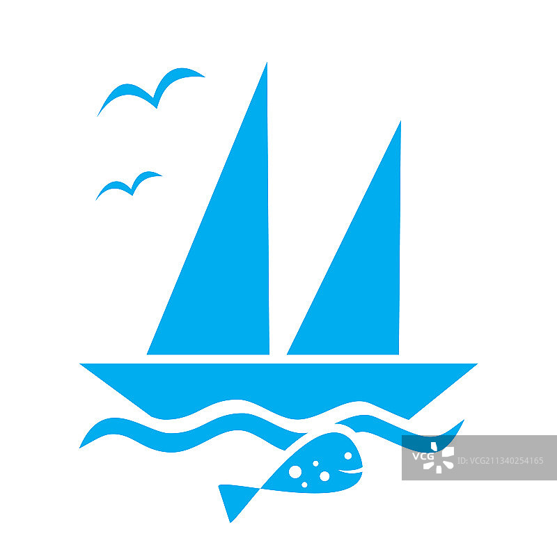 帆船和鱼图片素材