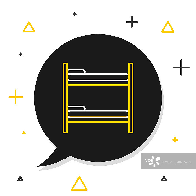 白色背景上的双层床线条图标图片素材