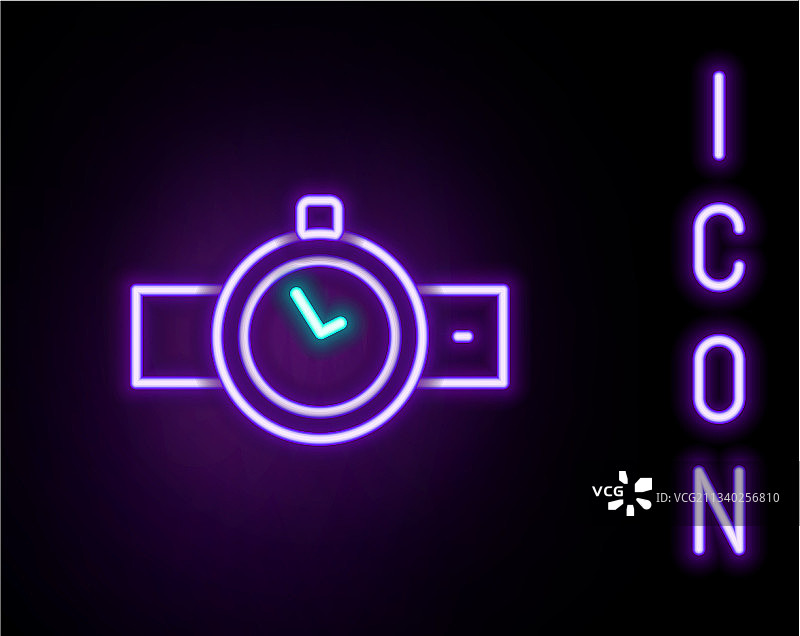 发光霓虹灯线条：腕表图标图片素材