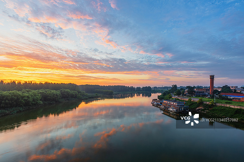 朝霞氛围里的涡河+皖涡阳图片素材