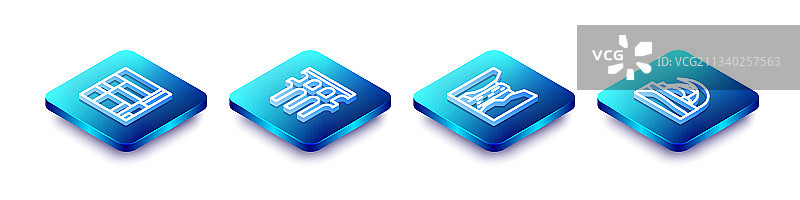 2.5D等距线房屋建筑瞭望台图片素材