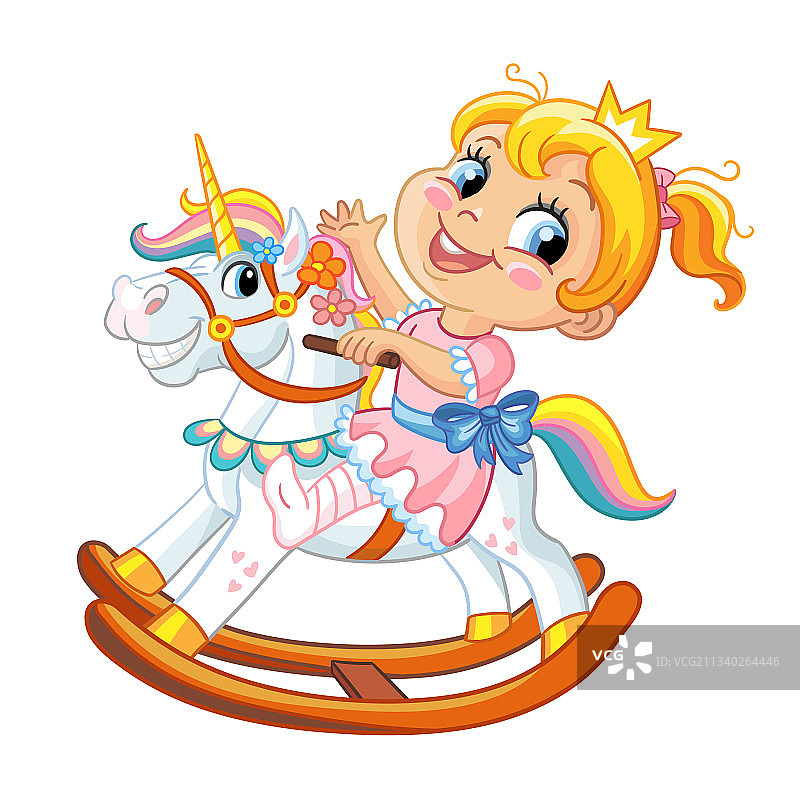 可爱的女孩在骑摇摇马图片素材