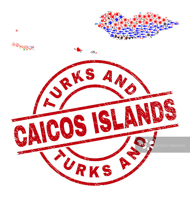 特克斯和凯科斯群岛印章设计图片素材