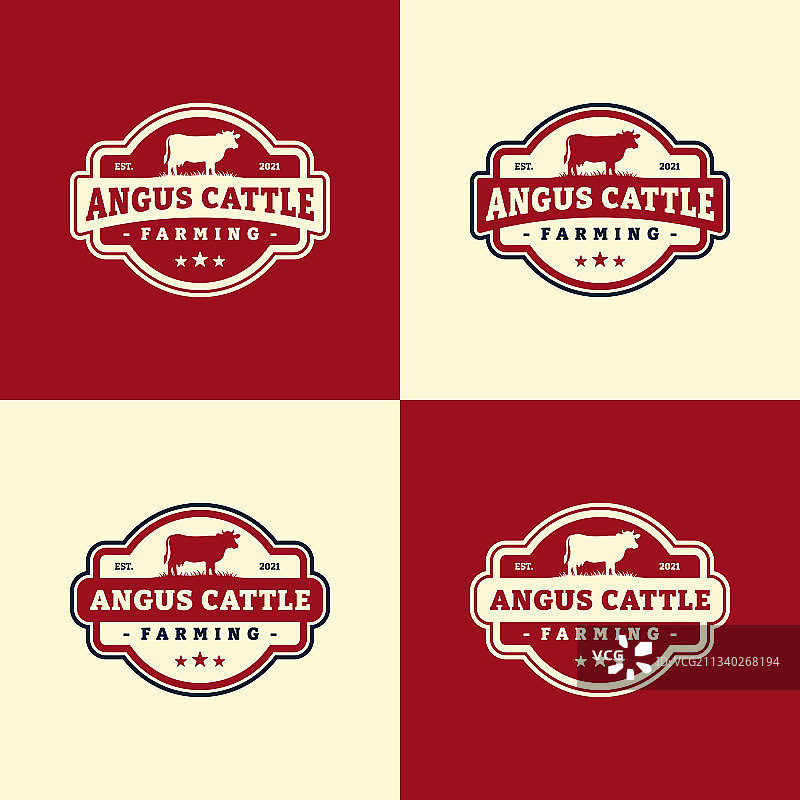 复古风格的牛场Logo模板设计图片素材