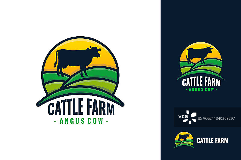 黑安格斯养牛场标志模板设计图片素材