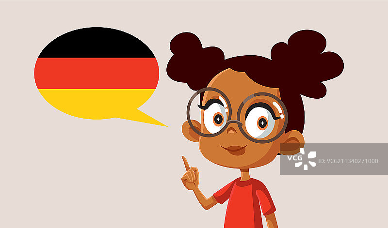 聪明女孩学习说德语图片素材