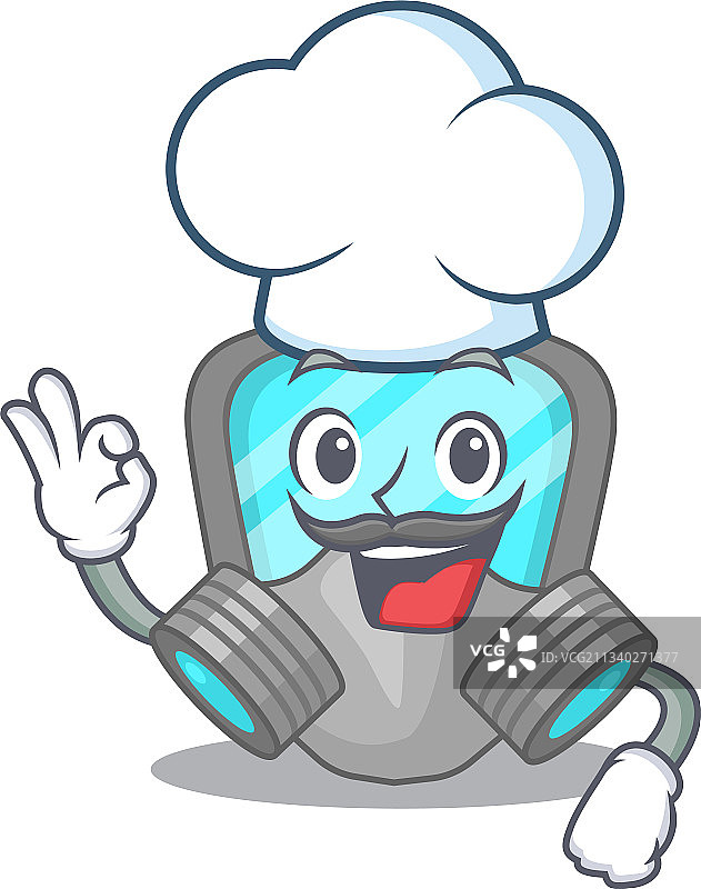 戴厨师帽的才华横溢的呼吸器面罩厨师图片素材