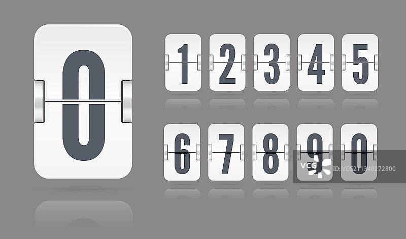漂浮的白色机械翻牌记分牌数字图片素材