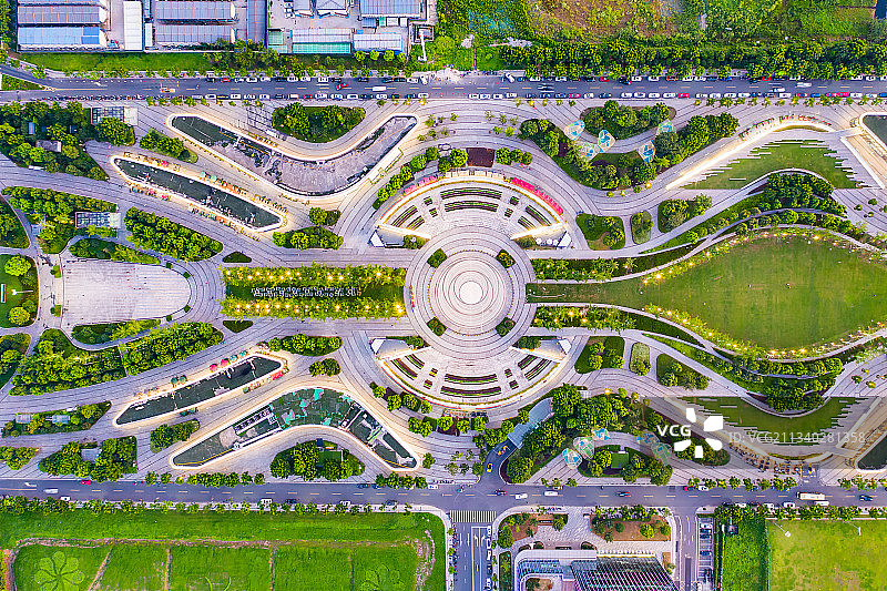 杭州萧山区钱江世纪公园俯拍全景图片素材