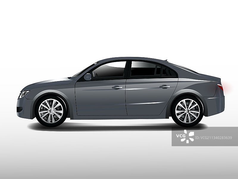白色背景上的灰色轿车图片素材