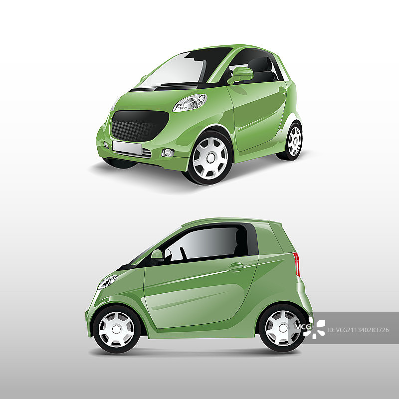绿色紧凑型混合动力汽车图片素材