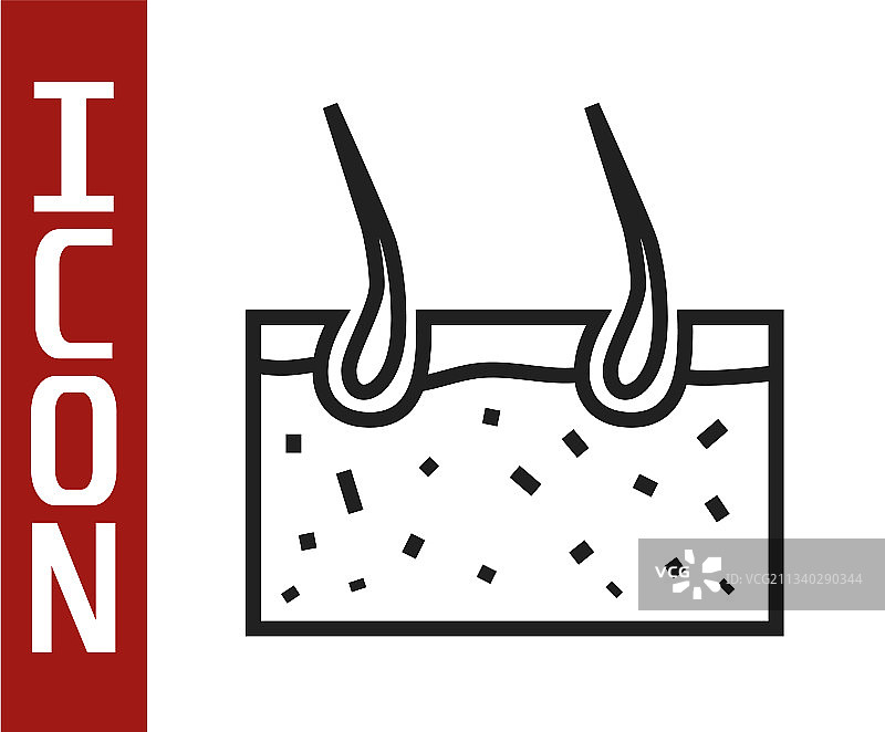 黑色线条的遮盖皮肤的头发图标图片素材