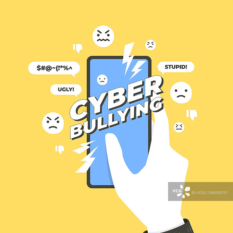 手持智能手机的网络欺凌概念图片素材