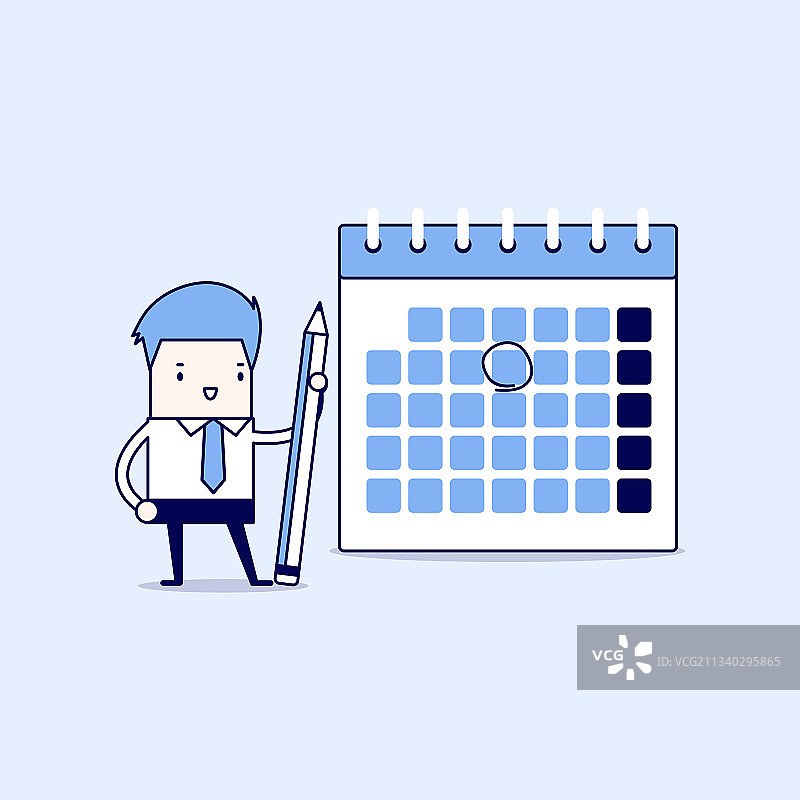 用铅笔在日历上做计划的商人图片素材