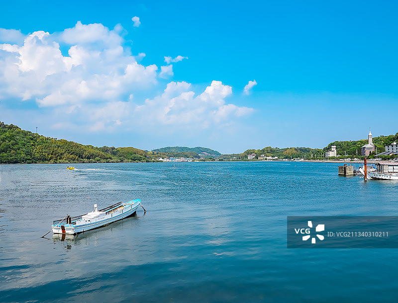 日本静冈滨名湖，夏日自然风光图片素材