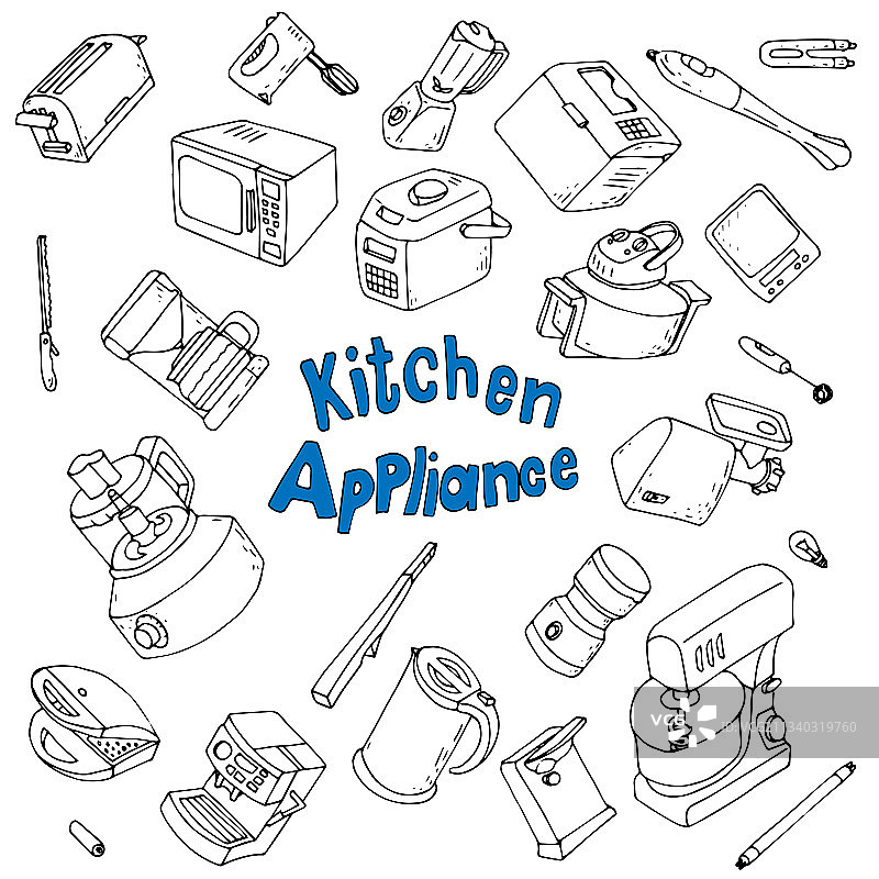 厨房电器涂鸦图片素材