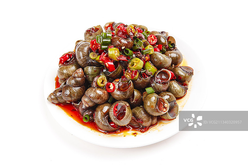 盘子里的香辣田螺图片素材