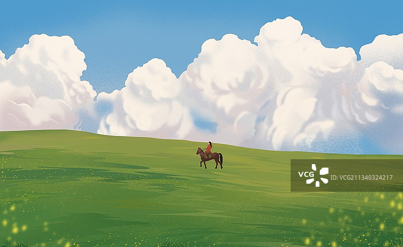 草原少女图片素材