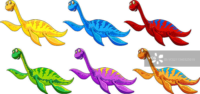 上龙恐龙卡通形象套装图片素材