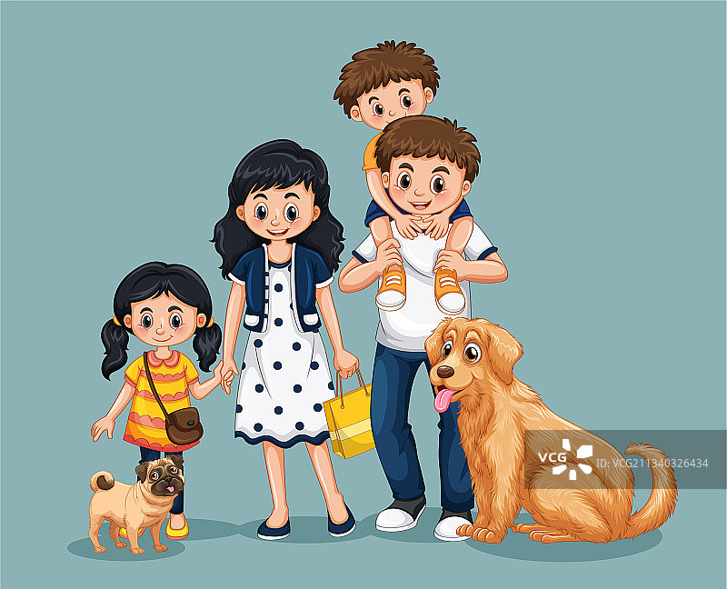 幸福的家庭成员卡通形象图片素材