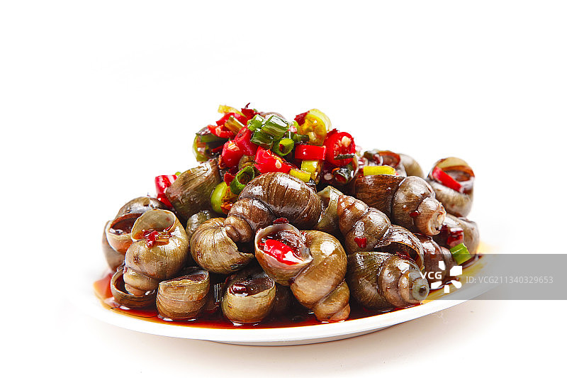 盘子里的香辣田螺图片素材