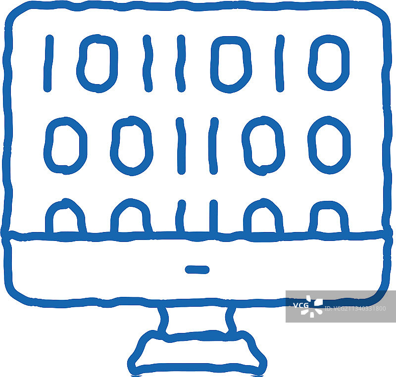 人工智能二进制代码涂鸦图标图片素材