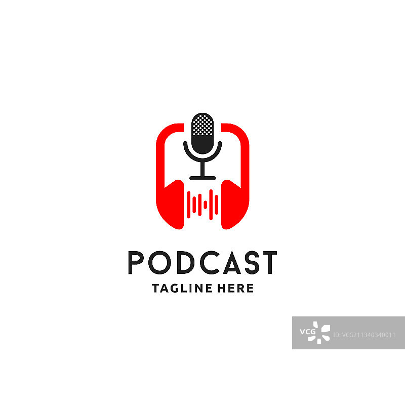 播客红色耳机Logo设计图片素材