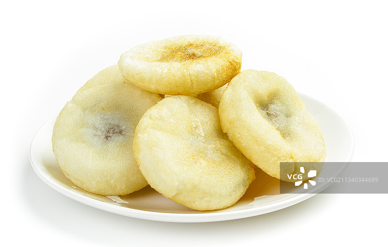 盘子里装红豆夹心糍粑图片素材