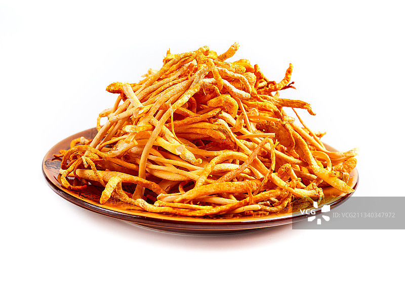 白底上放着虫草花图片素材