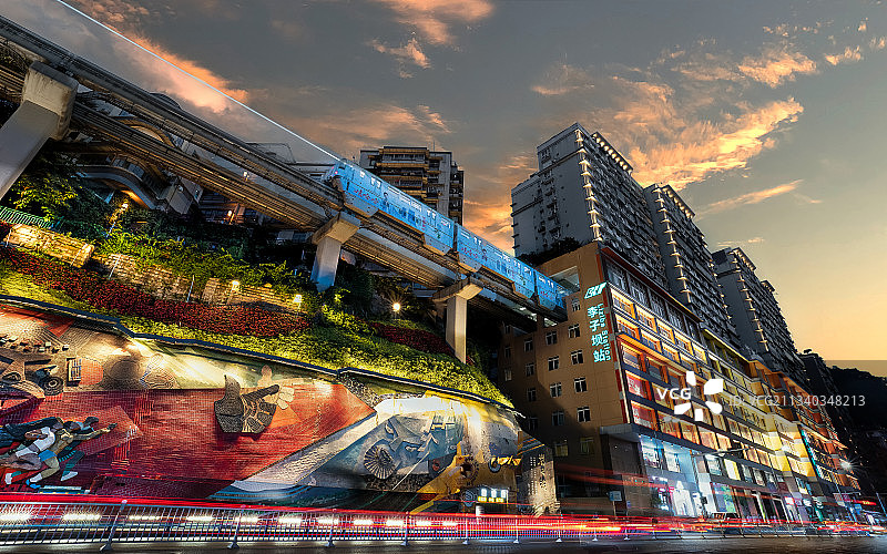 李子坝轻轨穿楼图片素材