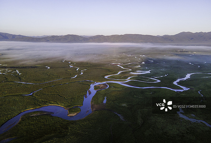 大地脉络，甘南阿万仓黄河湿地图片素材