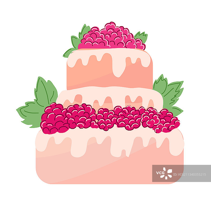 带有浆果和乳香的三层蛋糕图片素材