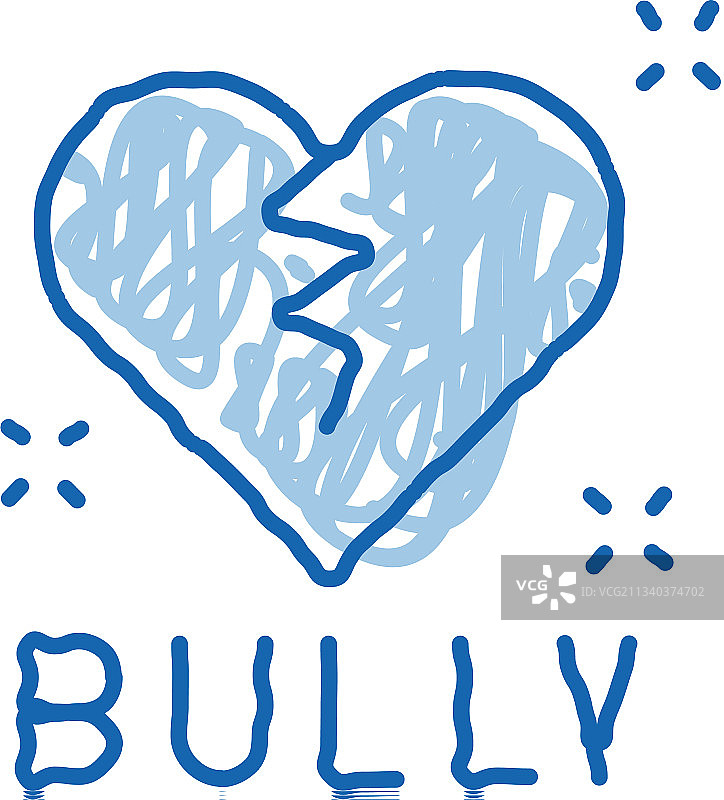 手绘欺凌破碎的心涂鸦图标图片素材