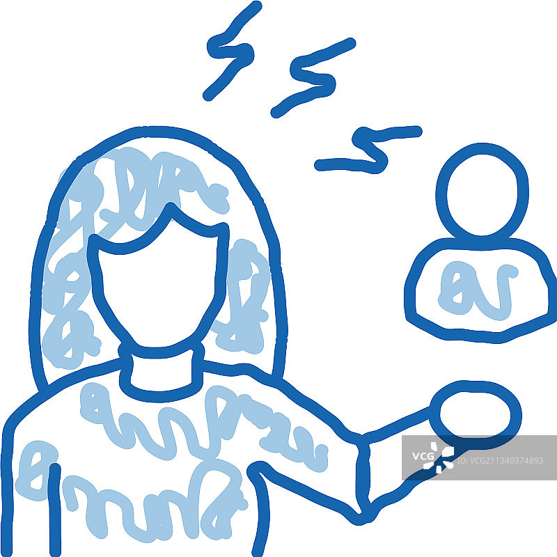 女性讨论与信念涂鸦手绘图标图片素材