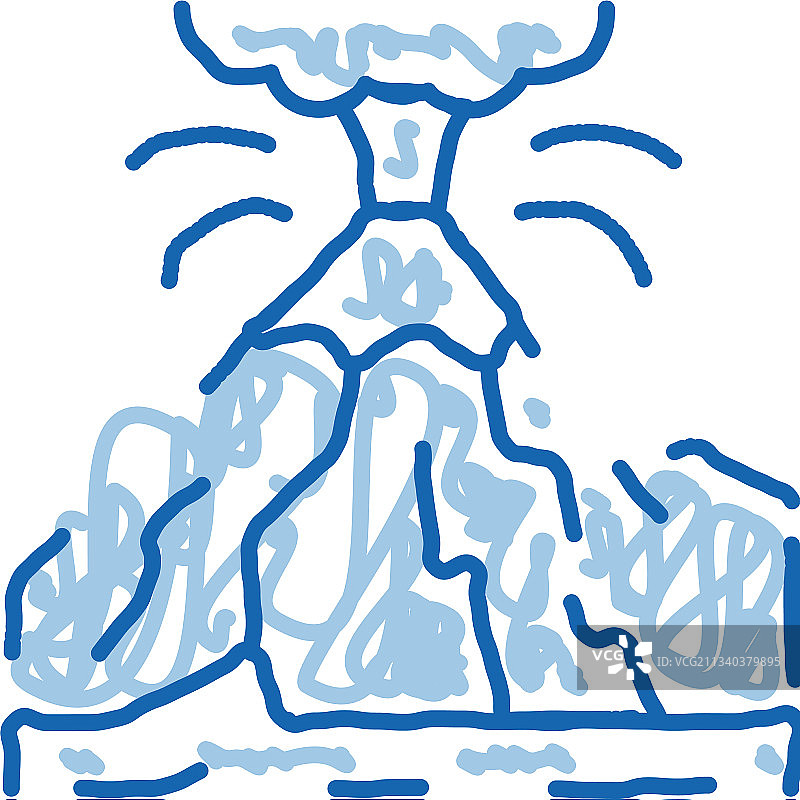 火山喷发涂鸦图标手绘图片素材