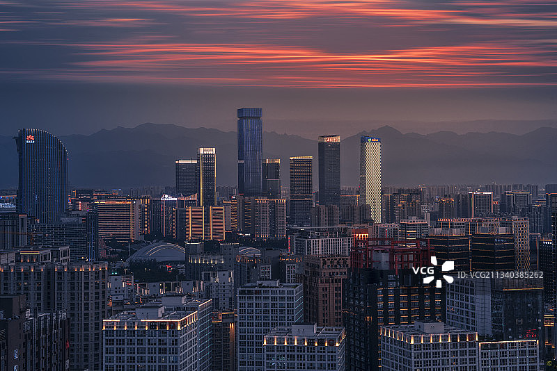 西安雁塔区高新区CBD中央商务区夜景图片素材
