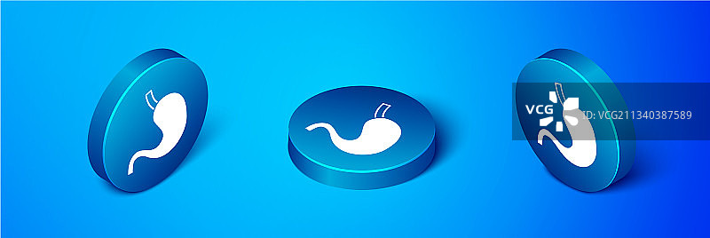 2.5D蓝色背景人体胃部图标图片素材