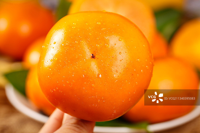 深底上的脆柿子图片素材