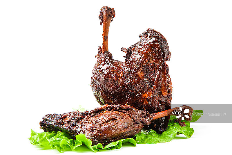 白底上放着卤鸭腿图片素材
