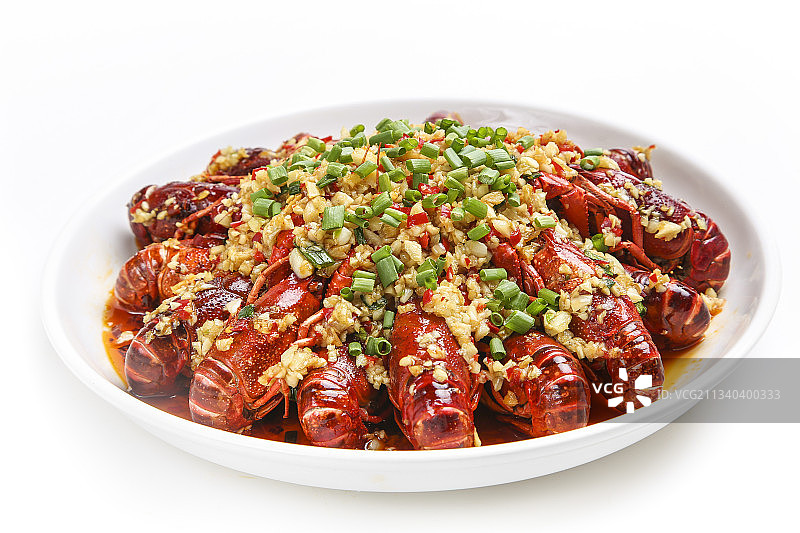 盘子里装着蒜蓉小龙虾图片素材
