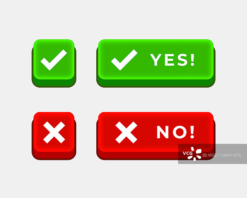 确认复选标记和否定叉号按钮图片素材