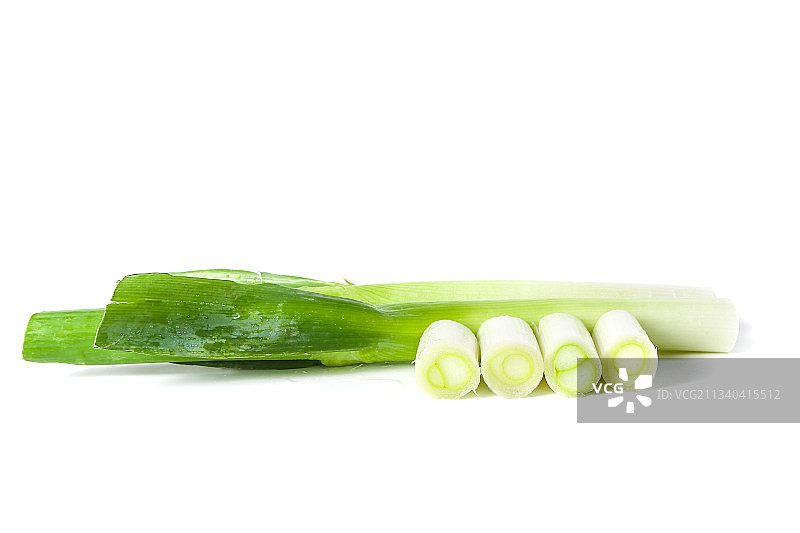 白底山东大葱段图片素材