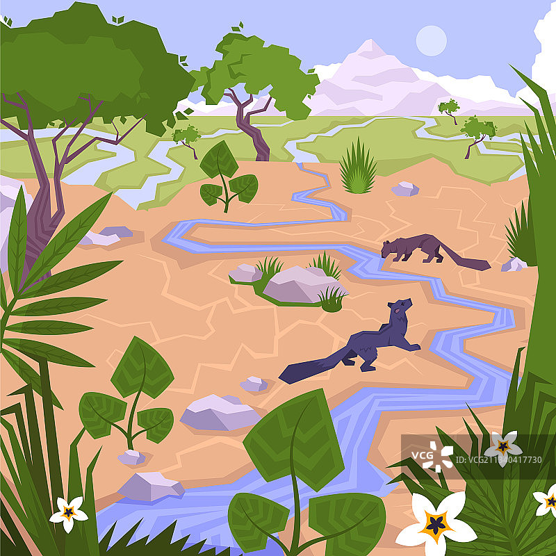 扁平风格彩色风景概念图片素材