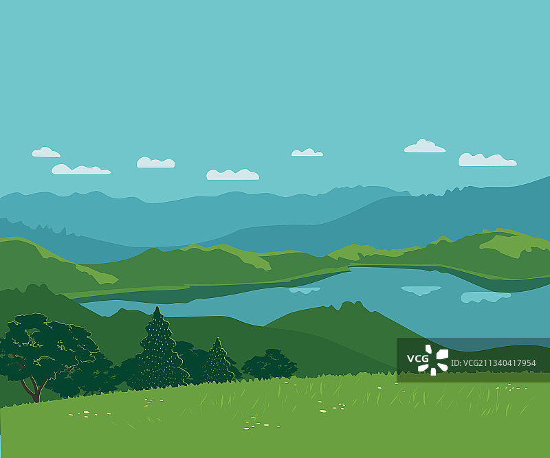 山间河流景观背景森林图片素材