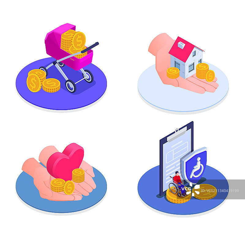 2.5D社保等距图标集图片素材